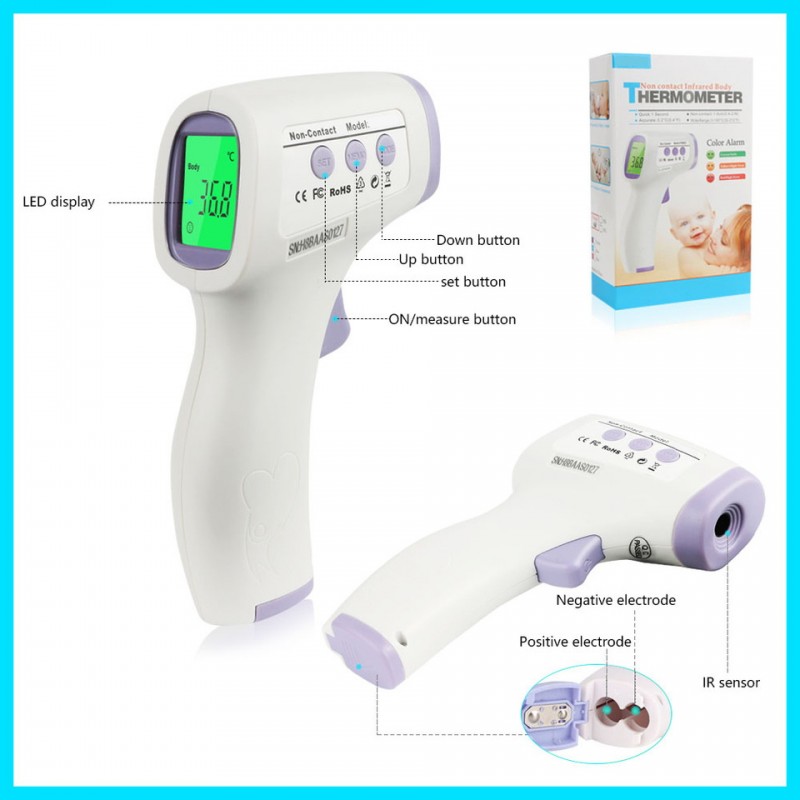 Non Contact Digital Infrared Forehead Body Thermometer With 3 Color Alarm Herculife Malaysia 4905